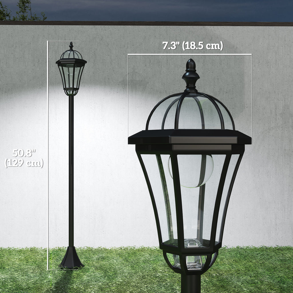2 Piece LED Garden Lights Lamp Post Solar Powered Auto Switch Outdoor Lantern Patio Pathway Walkway Water-Resist 6 Hours Black