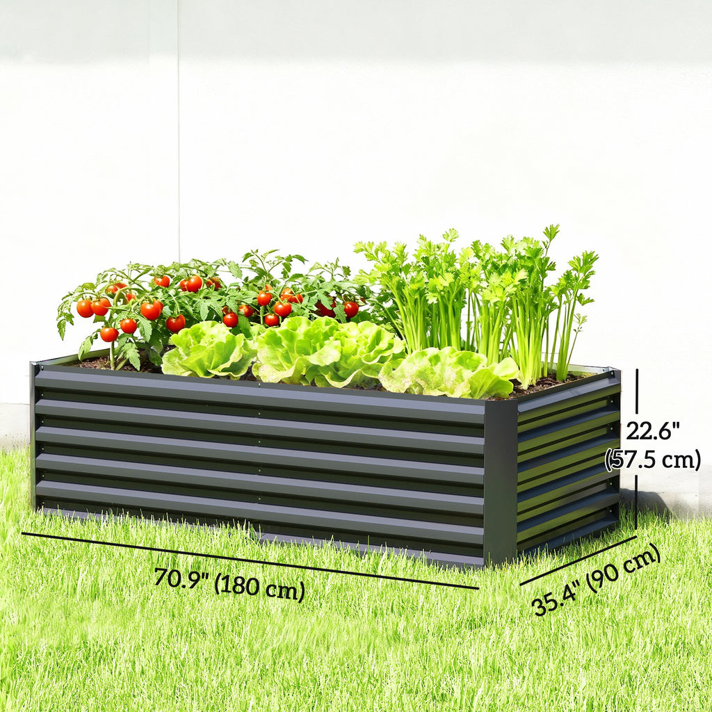 6' x 3' x 2' Raised Garden Bed, Galvanized Planter Box for Growing Flowers, Herbs and Vegetables, Dark Grey