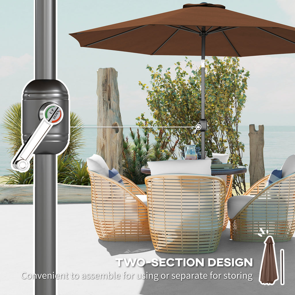 10' x 8' Round Market Umbrella, Patio Umbrella with Crank Handle and Tilt, Outdoor Parasol for Garden, Bench, Lawn, Coffee