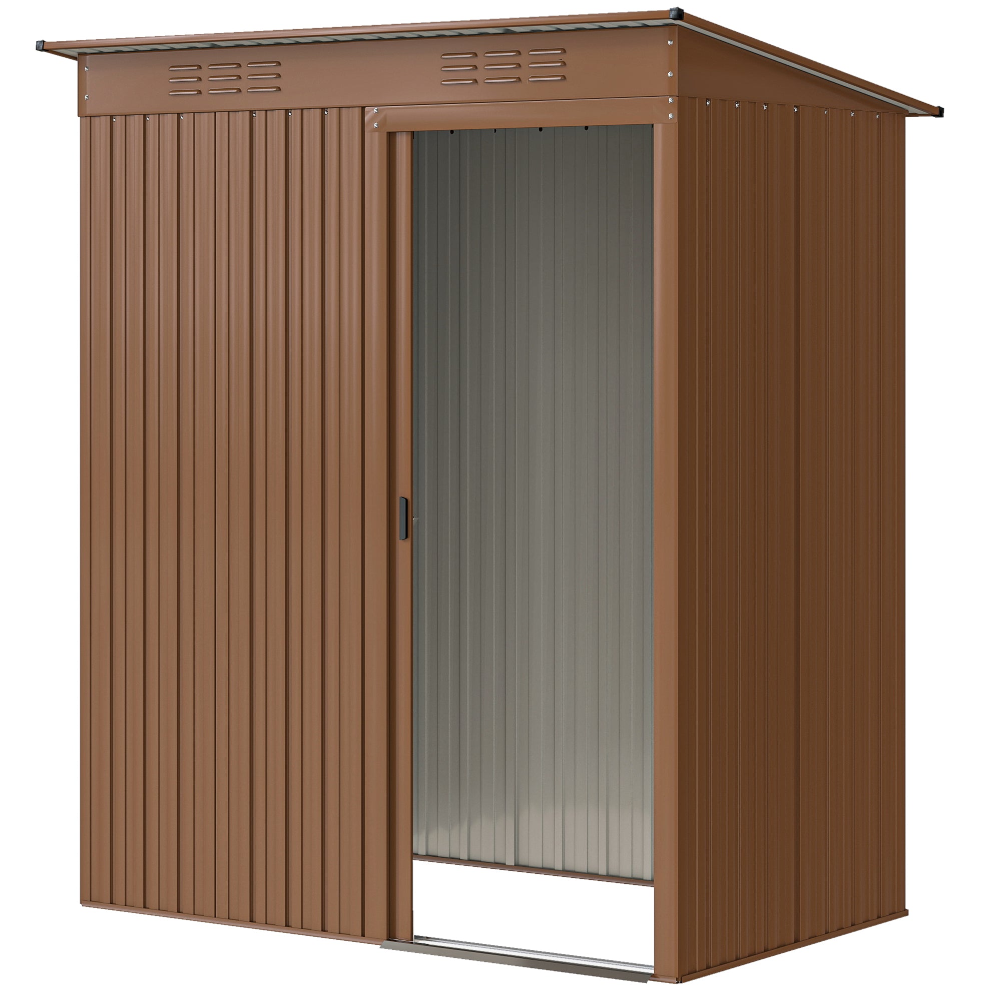 5.2' x 3.5' Outdoor Storage Shed, Easy to Assemble Metal Garden Shed, for Backyard, Lawn, Patio, Light Brown