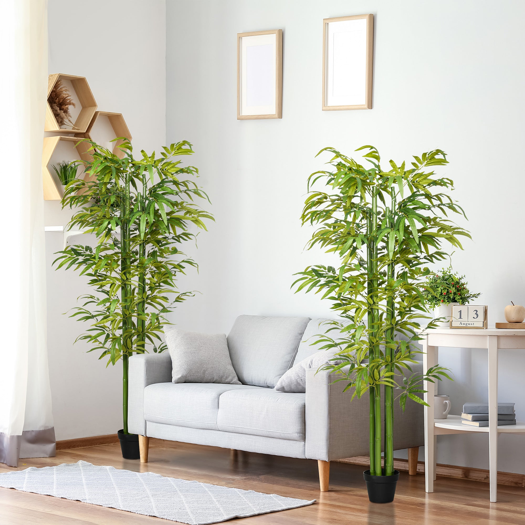Set of 2 6 FT Artificial Tree Bamboo Tree Fake Plants in Pot for Home Office Living Room Decor, Green