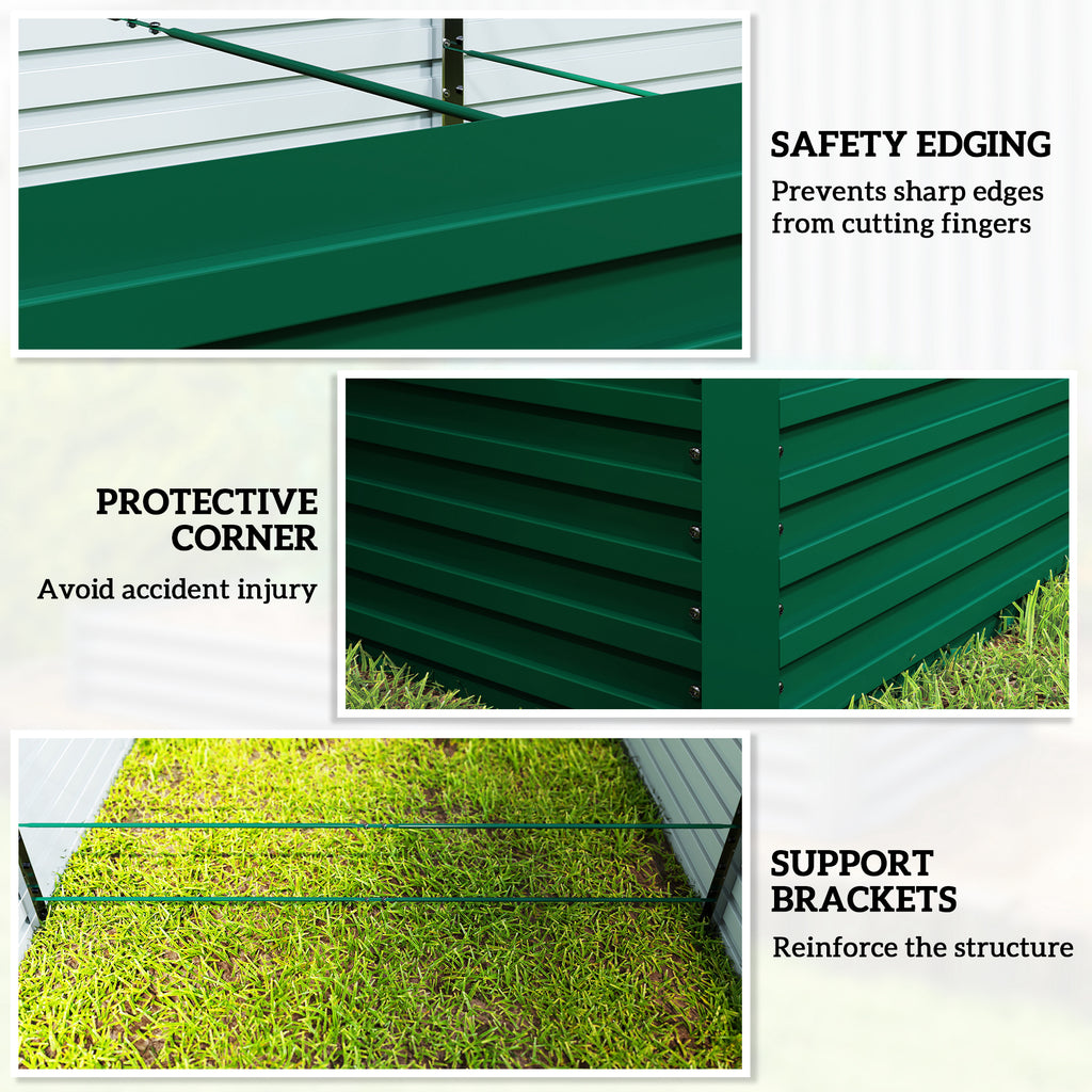 8' x 4' x 2' Raised Garden Bed, Galvanized Planter Box for Growing Flowers, Herbs and Vegetables, Green