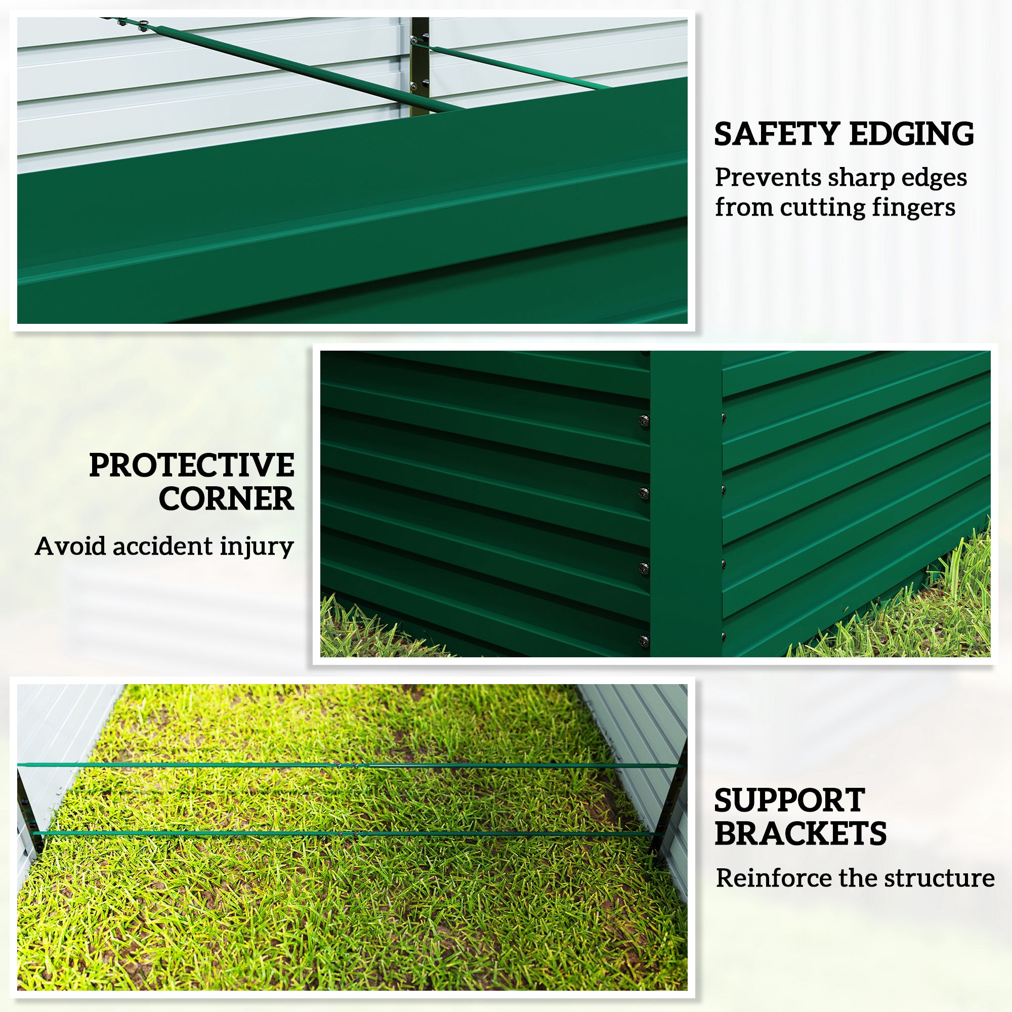 8' x 4' x 2' Raised Garden Bed, Galvanized Planter Box for Growing Flowers, Herbs and Vegetables, Green