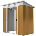6' x 4' Outdoor Storage Shed, Metal Garden Shed with Lockable Sliding Doors and Vents, Yellow