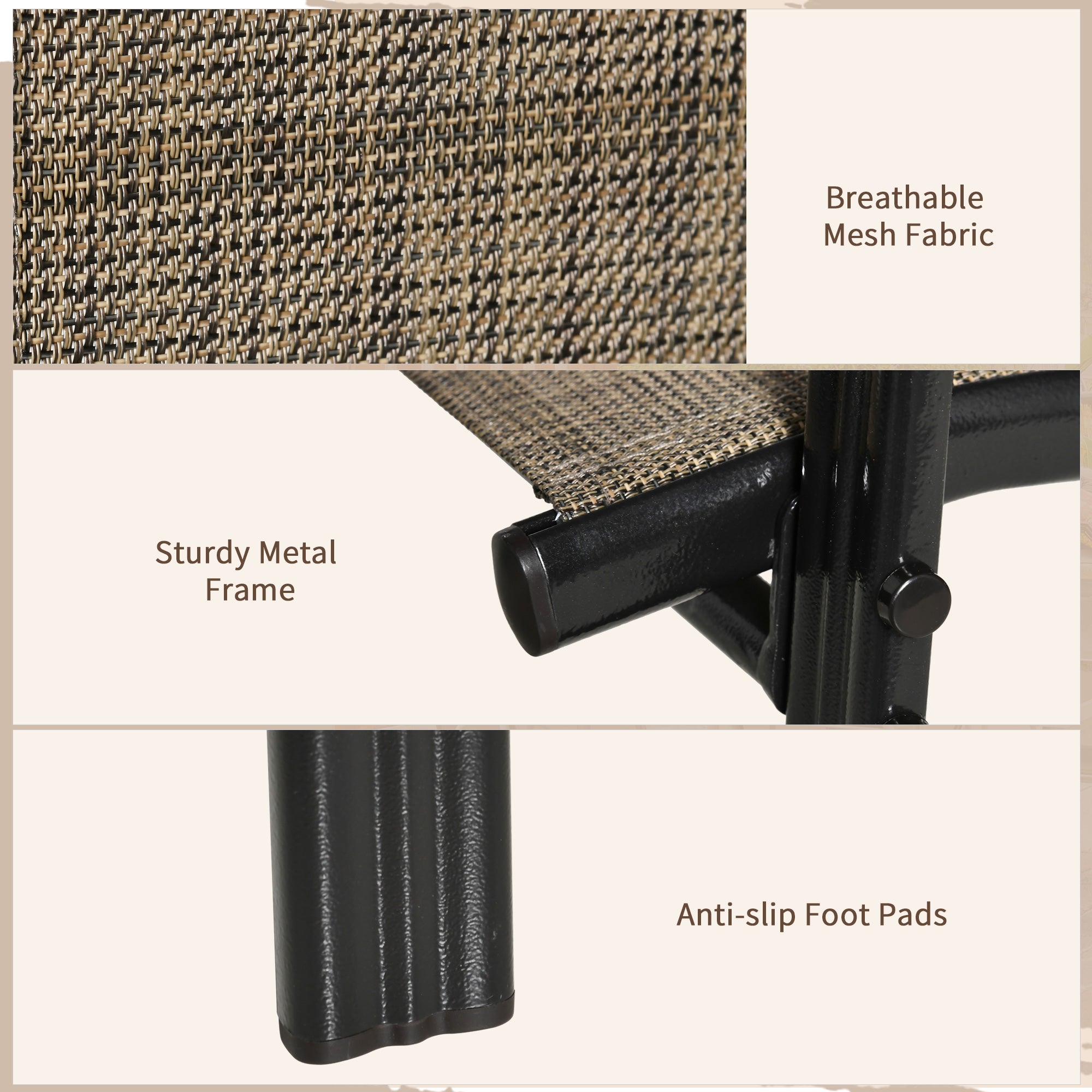 Set of 4 Outdoor Dining Chairs, Heavy Duty Stackable Patio Dining Set with Armrests for Balcony Garden, Brown and Black