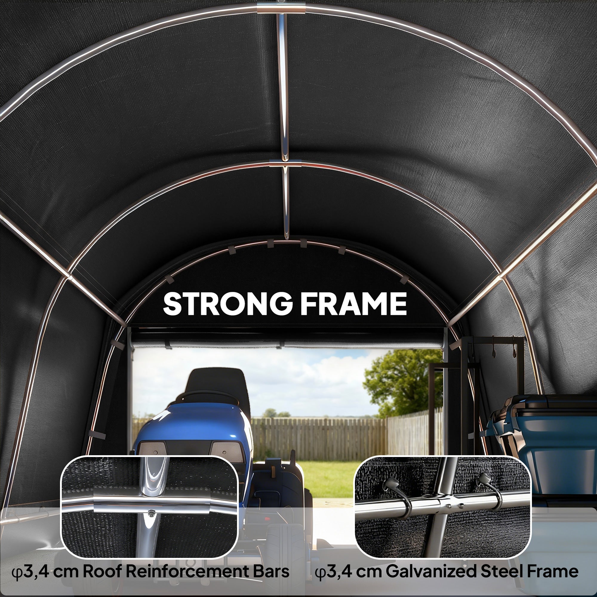 10' x 15' Portable Shed, Outdoor Storage Shed Tent with Roll-Up Zipper Door for Patio Garden Garage, Dark Grey