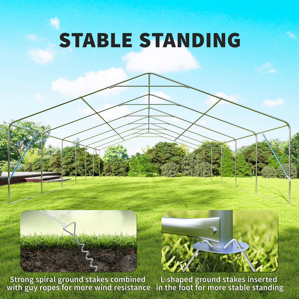 23' x 39' Party Tent, Heavy Duty Outdoor Canopy Tent Shelter with 2 Doors and 12 Windows for Parties, Events, White