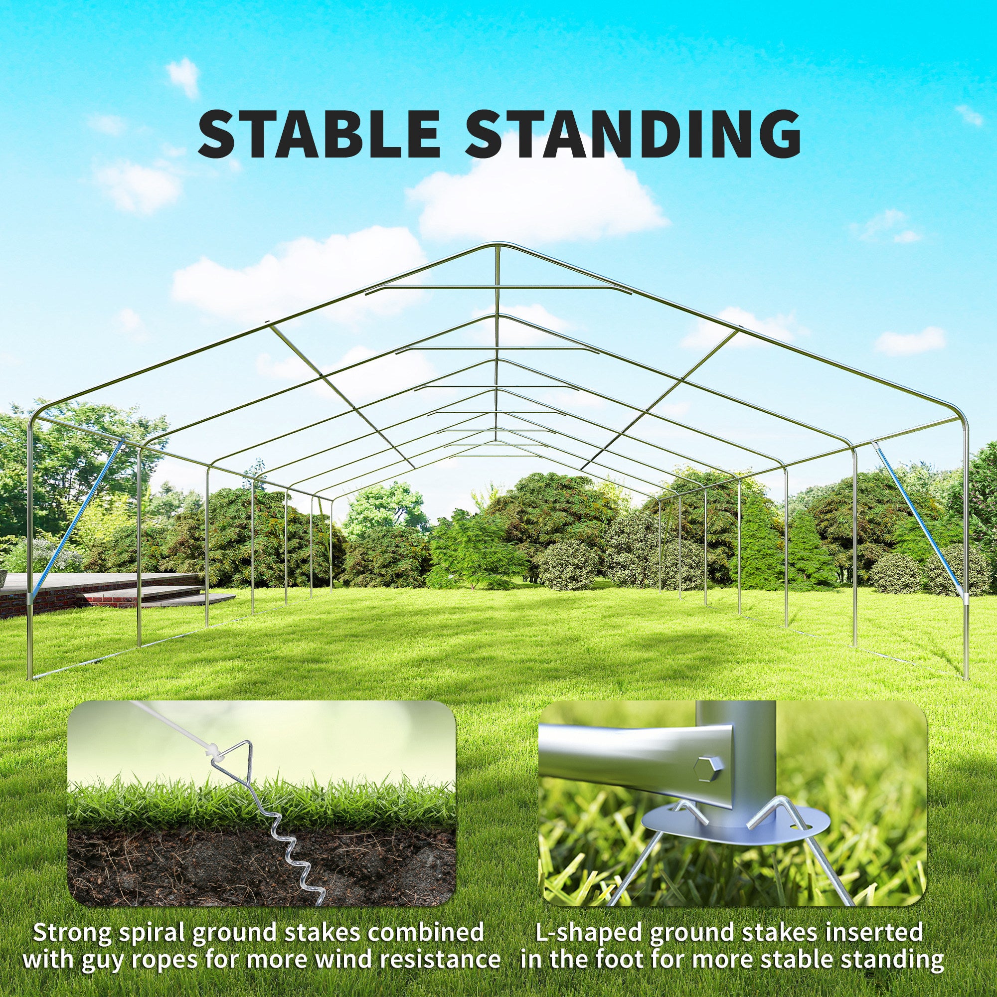 23' x 39' Party Tent, Heavy Duty Outdoor Canopy Tent Shelter with 2 Doors and 12 Windows for Parties, Events, White