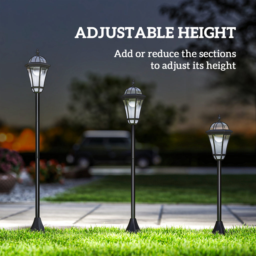 2 Piece LED Garden Lights Lamp Post Solar Powered Auto Switch Outdoor Lantern Patio Pathway Walkway Water-Resist 6 Hours Black