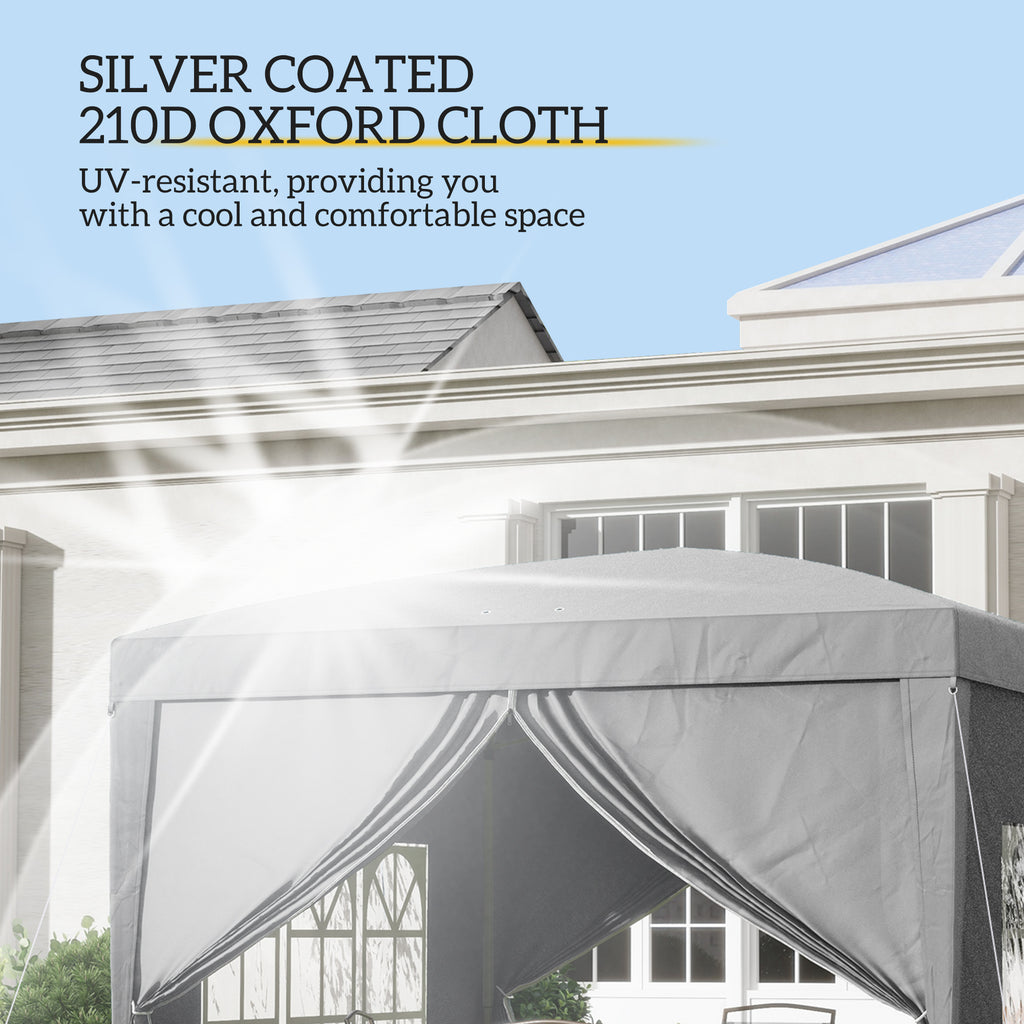 10'x10' Outdoor Pop Up Party Tent Wedding Gazebo Canopy with Carrying Bag (Light Grey)