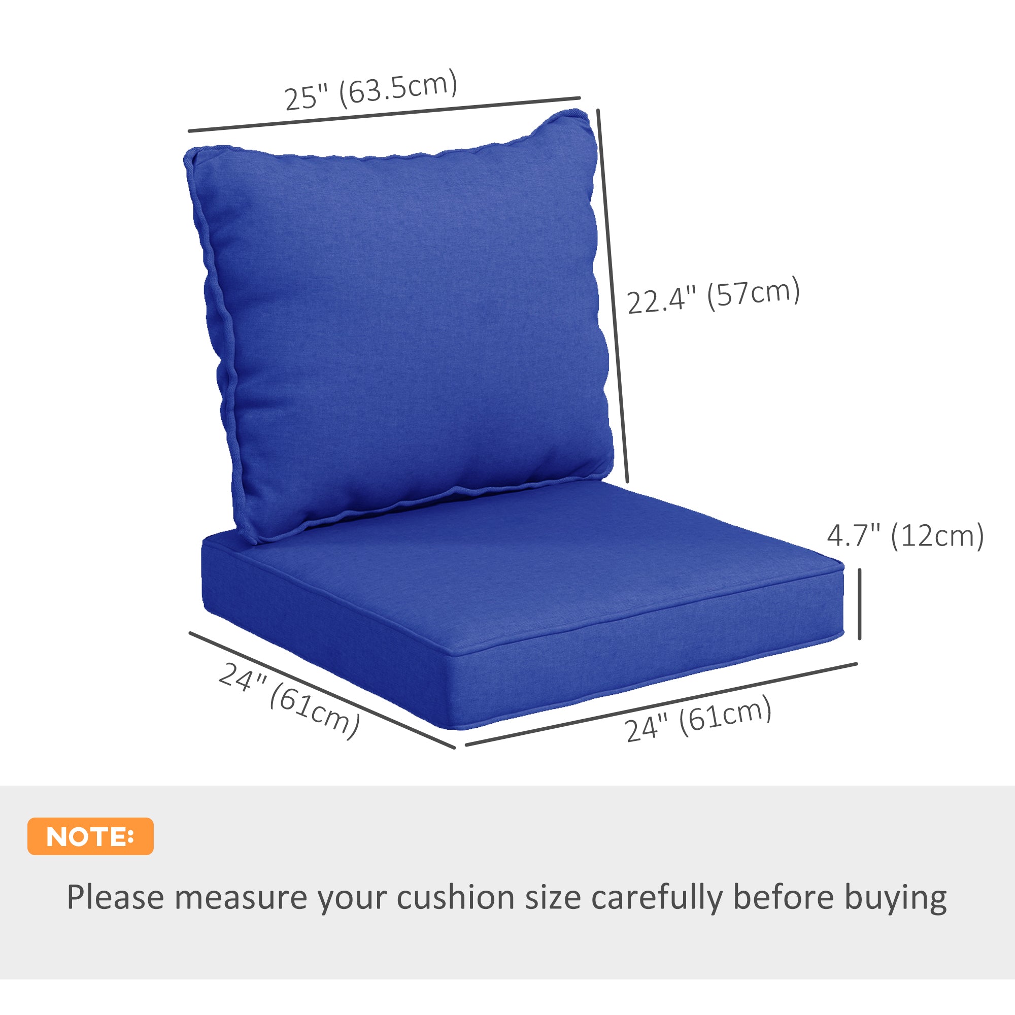 4-Piece Seat Cushion Pillows Replacement, Patio Chair Cushions Set with Back for Indoor Outdoor, Navy Blue