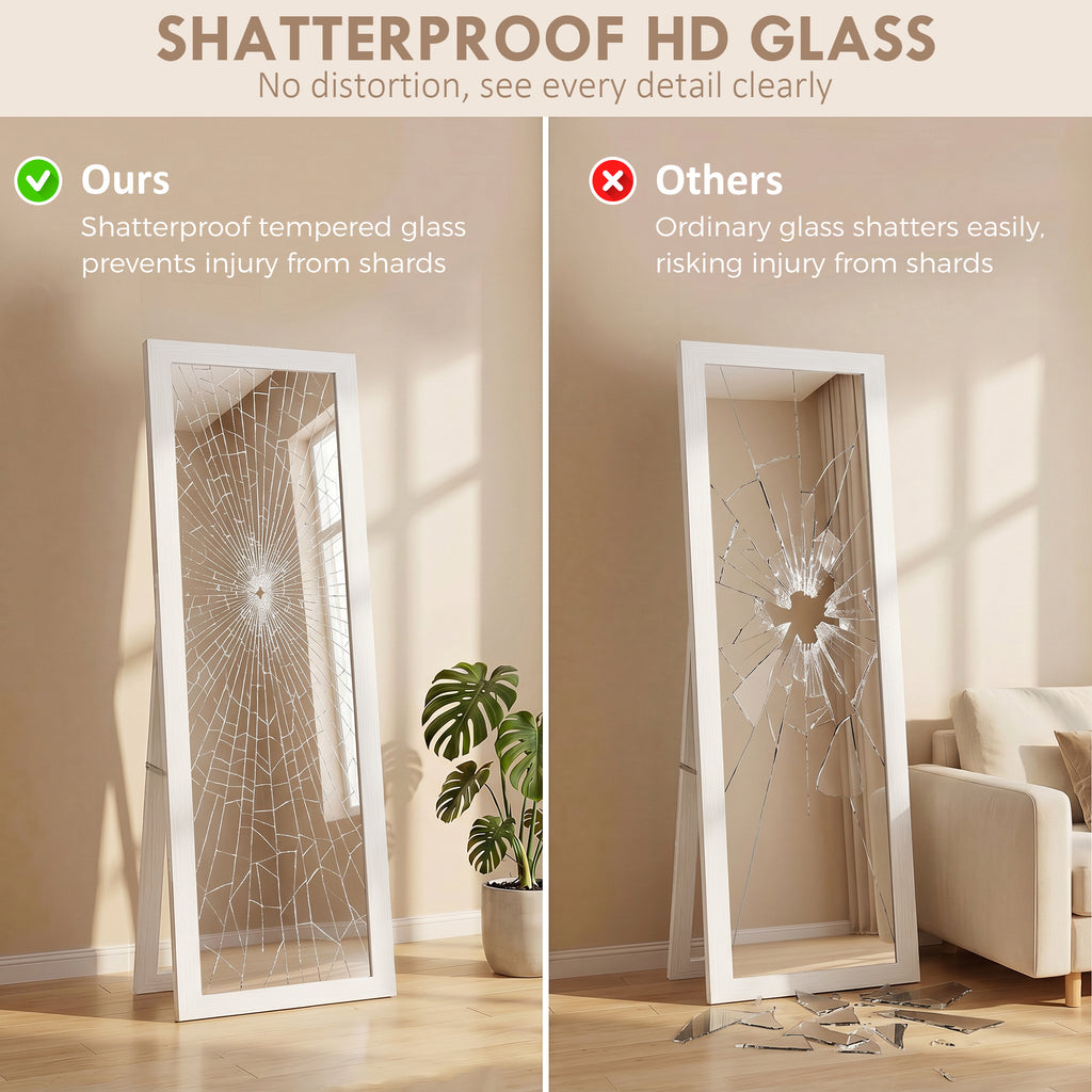 15" x 62" Full Length Mirror for Bedroom, Free Standing Dressing Mirror, Wall Mirror for Living Room, White