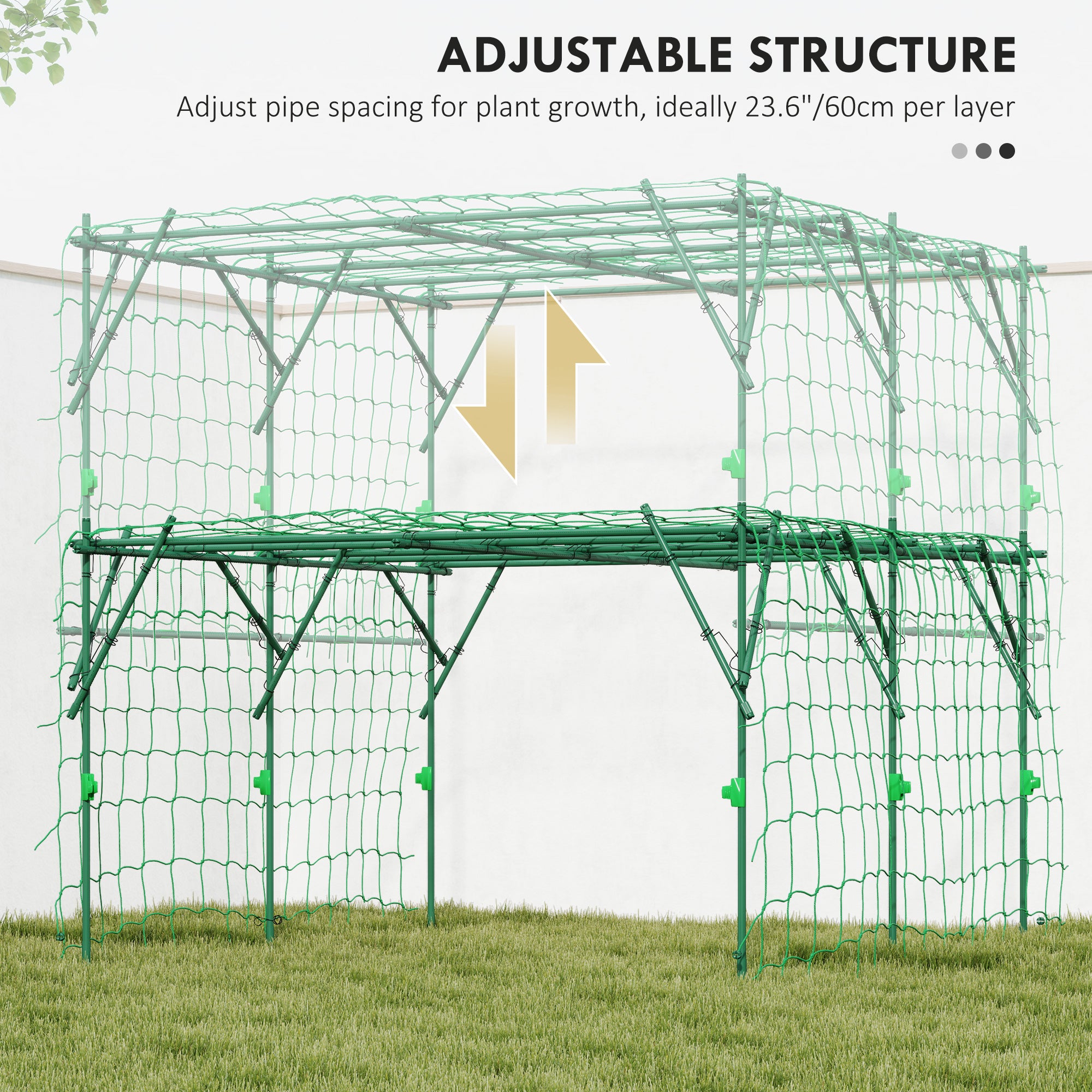 Garden Arch Cucumber Trellis for Climbing Plants, 7.3 FT Tall Metal Plant Trellis Support with Climbing Net, Green