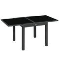 63" Extendable Outdoor Dining Table Patio Table with Aluminum Frame and Tempered Glass Tabletop, Black