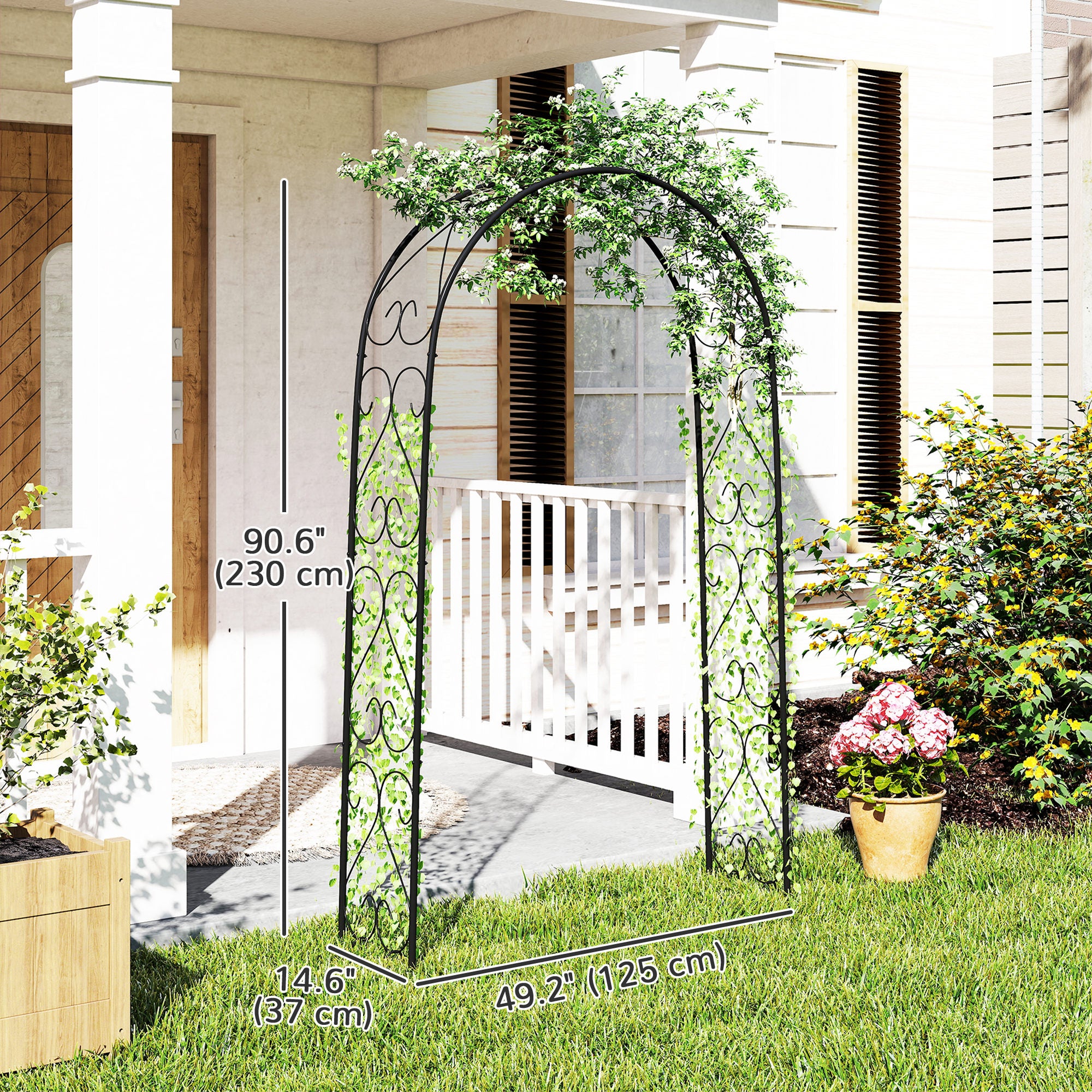 Steel Garden Arch, 7.5' Garden Arbor Trellis for Climbing Plants, Roses, Wedding Arch for Outdoor Bridal Party, Ceremony