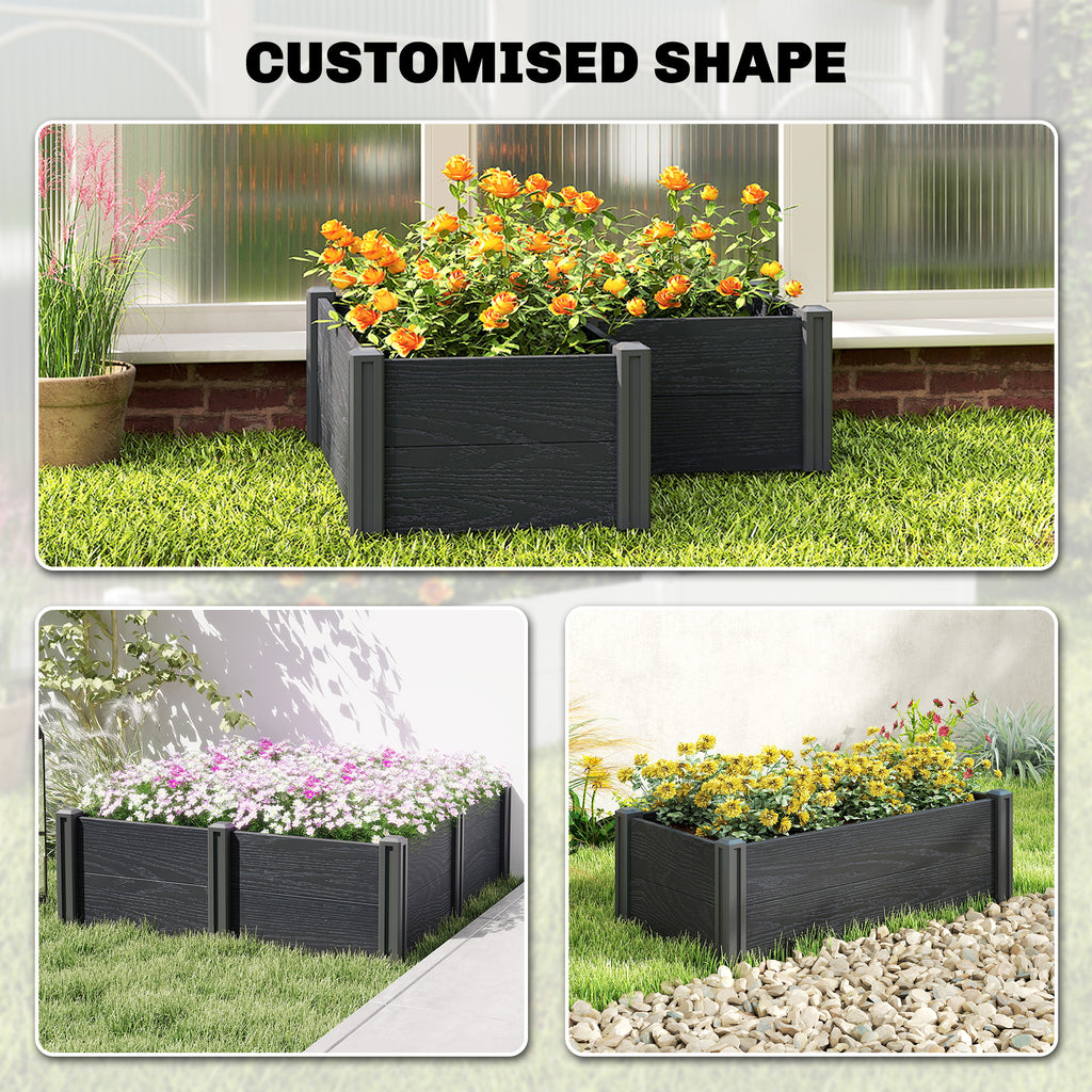 Vinyl Raised Garden Bed Kit, 3 x 3 x 1ft Elevated Garden Box with Open Bottom, Screwless Outdoor Planter Box
