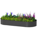 7 x 3 x 1ft Galvanized Raised Garden Bed Kit, Metal Planter Box with Safety Edging, Dark Grey