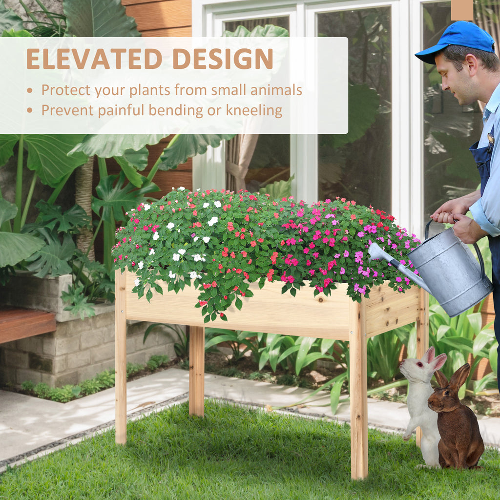 46'' x 24'' Raised Garden Bed, Wooden Elevated Planter Box with Non-Woven Liner for Vegetable, Flower, Herb in Patio, Backyard, Balcony