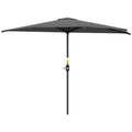 9.8ft Half Umbrella Semi Round Patio Parasol with Crank Handle, Top Vent for Garden, Balcony- NO BASE INCLUDED Dark Grey