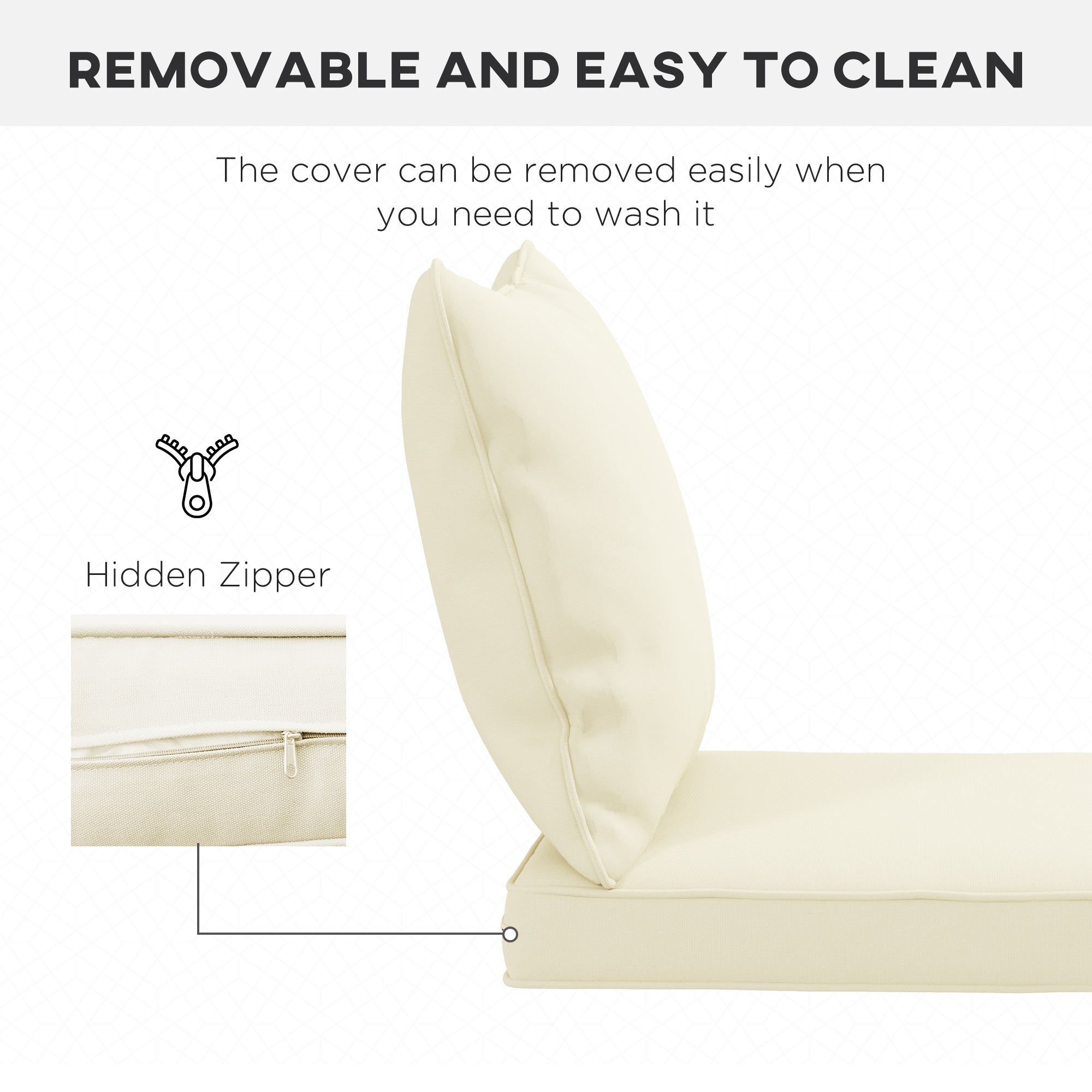 Seat Cushion Back Pillows Replacement Set of 2, Patio Chair Cushions Set for Indoor Outdoor, Cream White