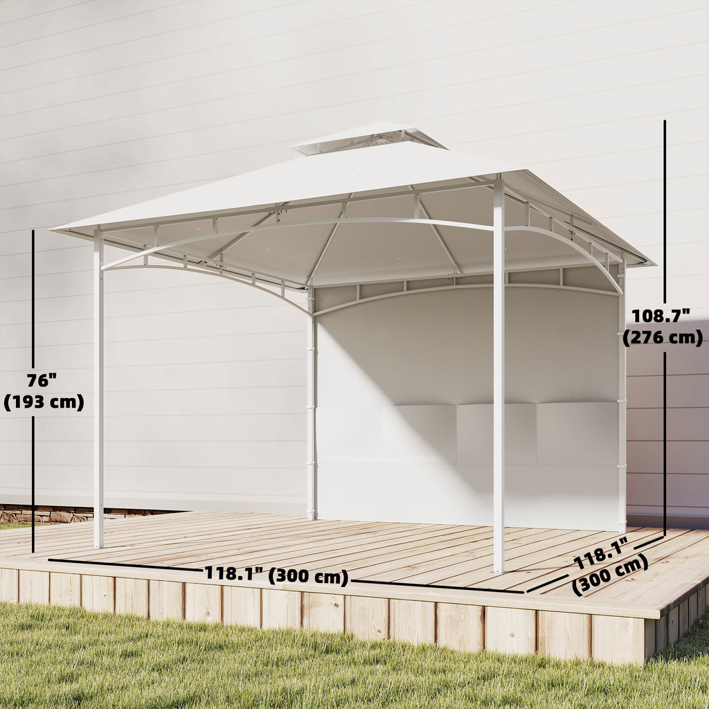 10' x 10' Patio Gazebo, Double Roof Outdoor Gazebo Canopy Shelter with Storage, Hook, Metal Frame, Cream White