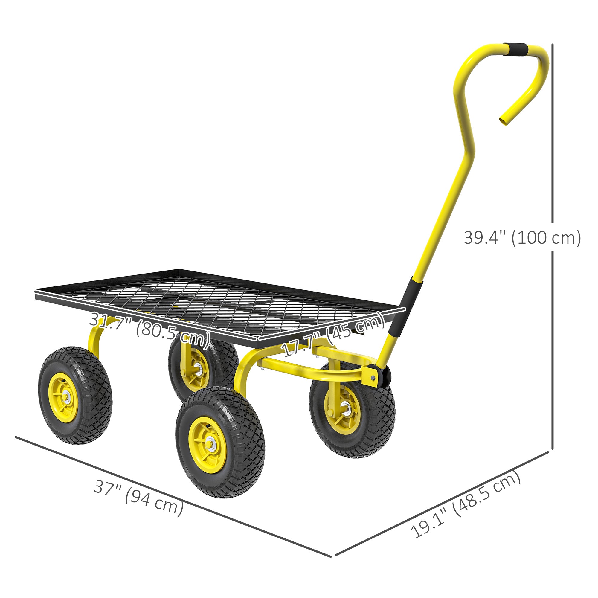 Heavy Duty Garden Wagon Cart with 10" Wheels, 330 lbs Capacity, for Garden, Beach, Lawn, Yellow