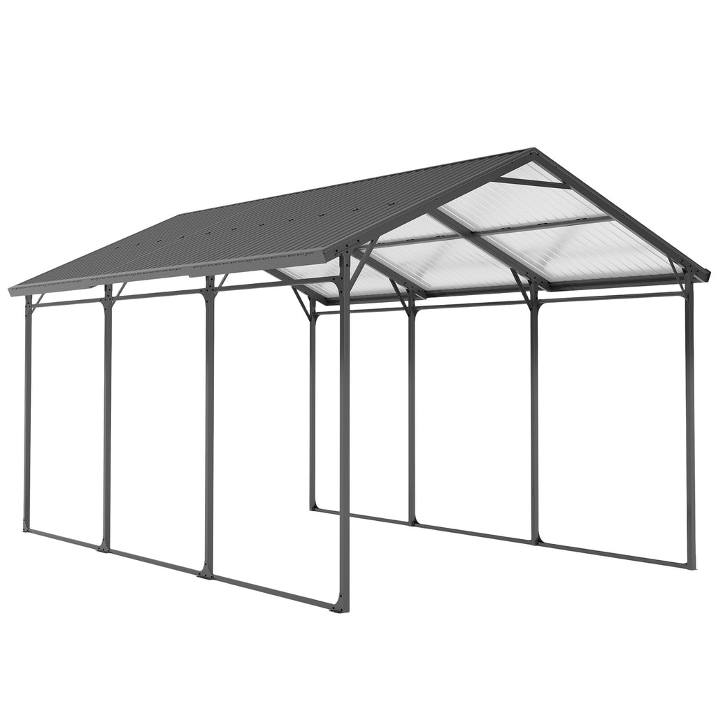 10 x 15ft Metal Carport, Heavy-Duty Carport Canopy with Reinforced Steel Frame & Roof, All-Weather Protection