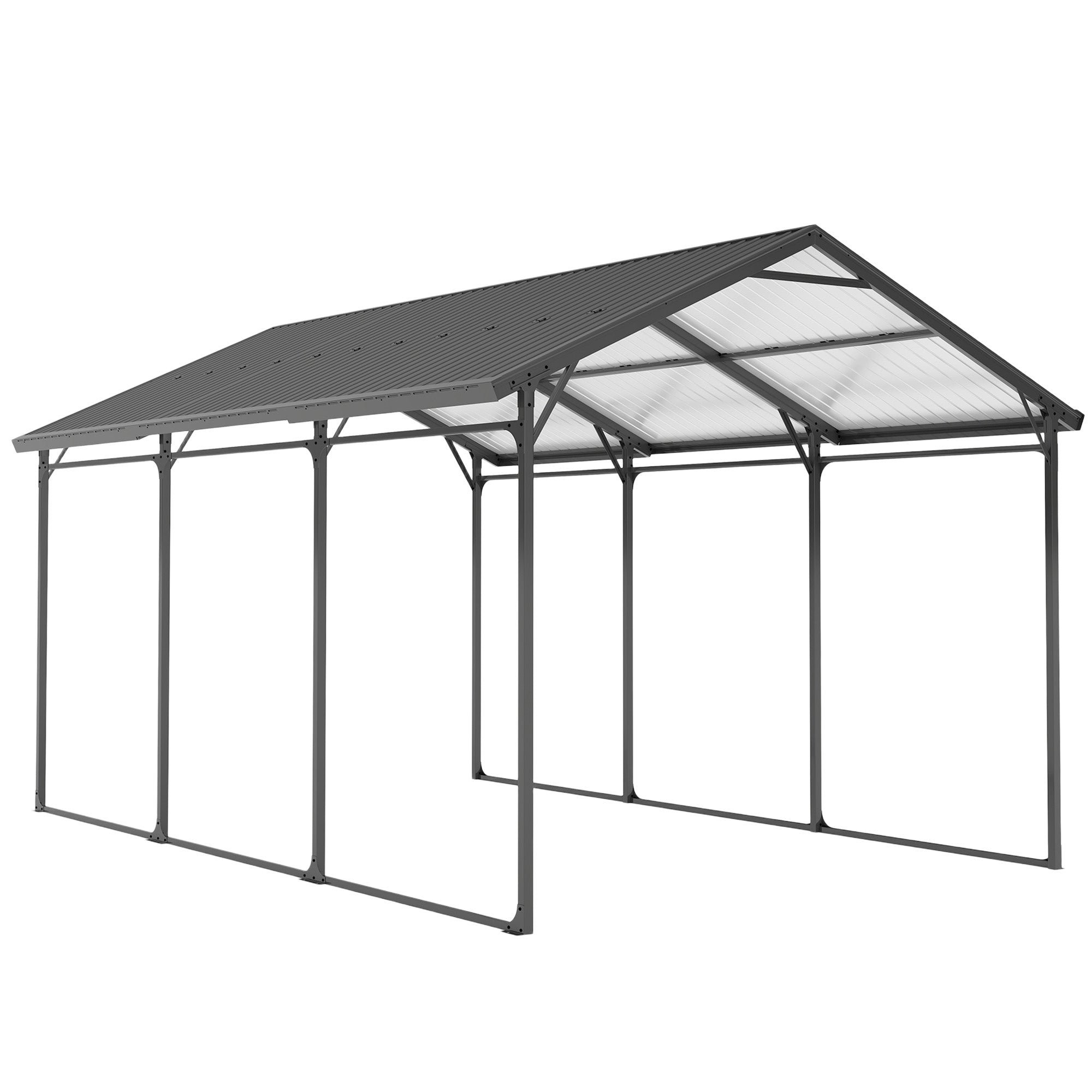 10 x 15ft Metal Carport, Heavy-Duty Carport Canopy with Reinforced Steel Frame & Roof, All-Weather Protection