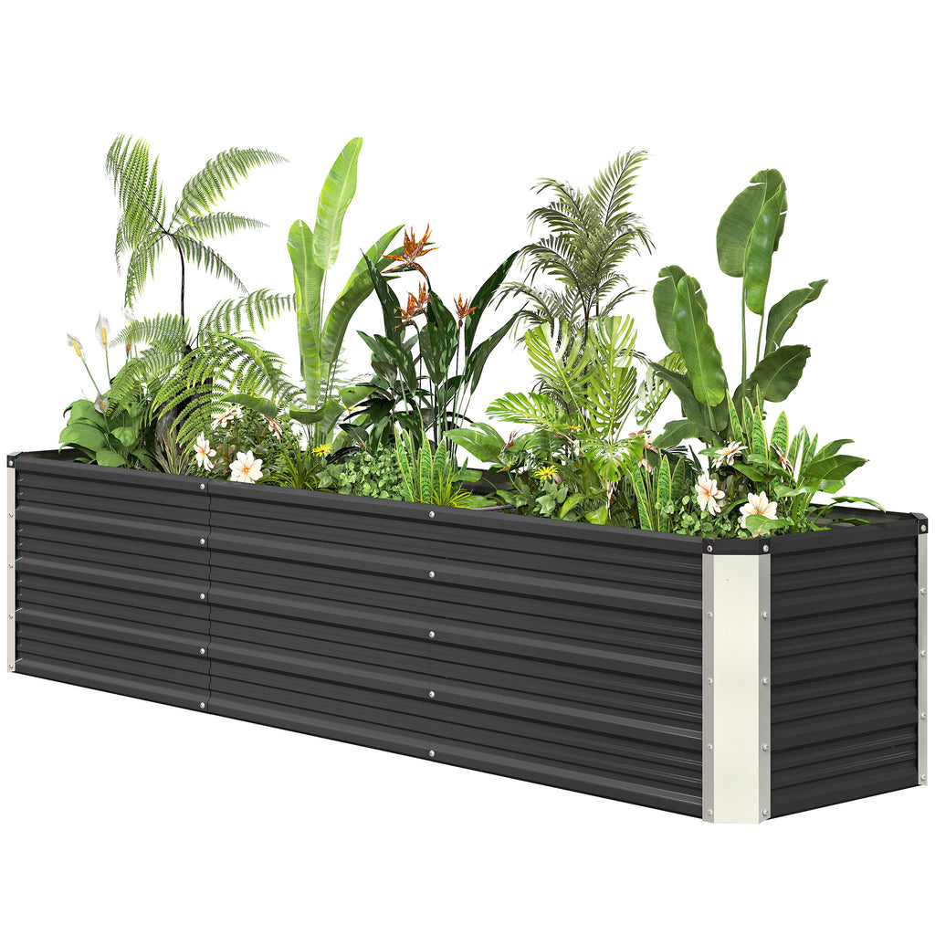6' x 1.5' x 1.3' Galvanized Raised Garden Bed, Elevated Large Metal Planter Box w/ Install Gloves for Backyard, Patio to Grow Vegetables, Herbs, and Flowers, Dark Grey