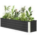 6' x 1.5' x 1.3' Galvanized Raised Garden Bed, Elevated Large Metal Planter Box w/ Install Gloves for Backyard, Patio to Grow Vegetables, Herbs, and Flowers, Dark Grey
