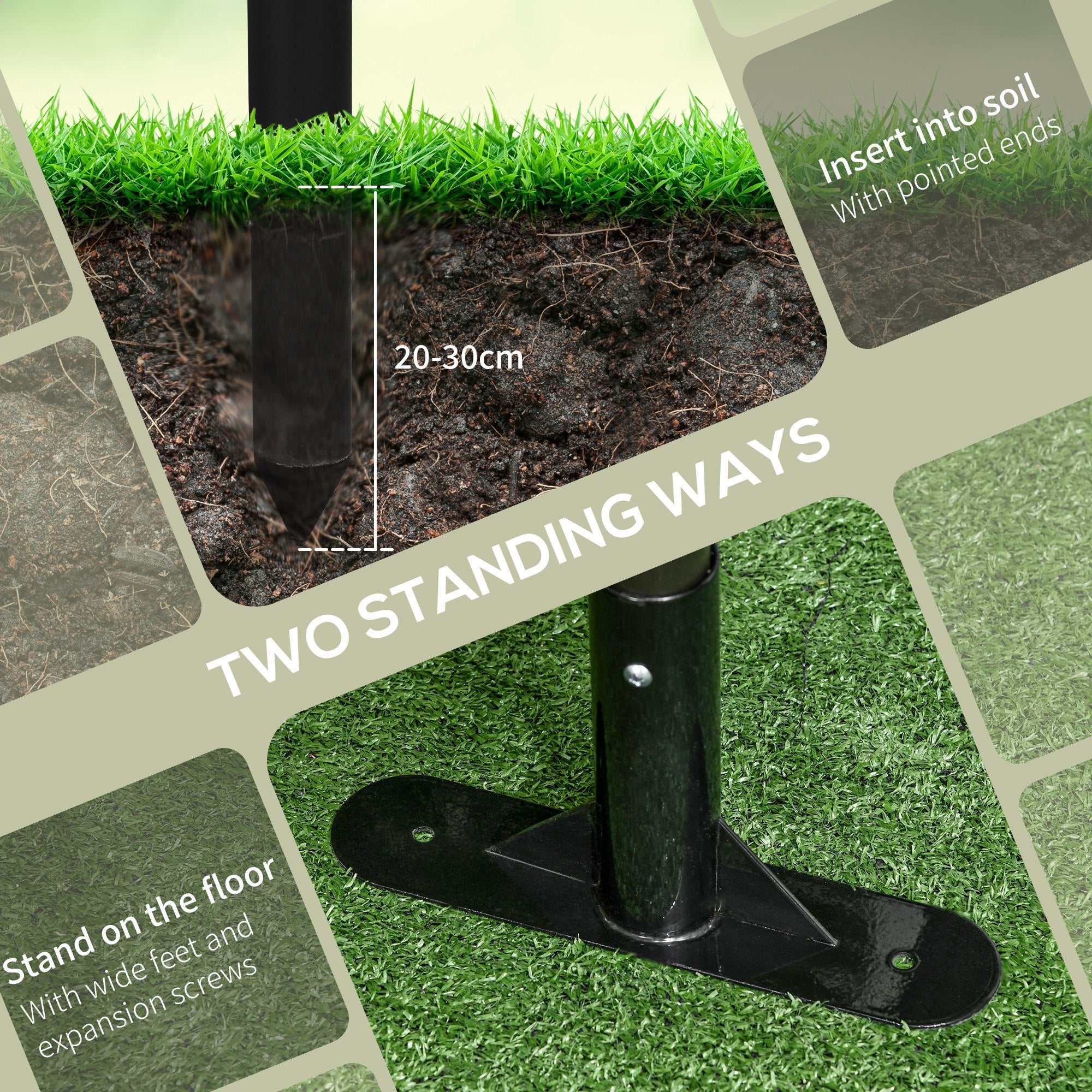 4 FT Outdoor Privacy Screen with 2 Standing Ways for Hard & Soft Ground, Decorative Outdoor Divider, Metal Animal Barrier for Garden, Backyard, Deck, Brown