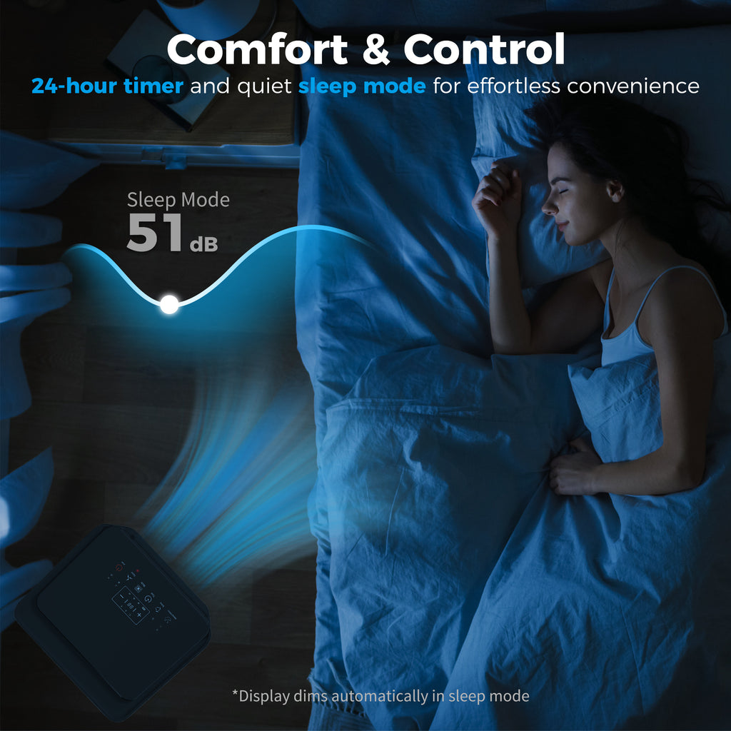 10000 BTU Portable 4-in-1 Air Conditioner with Cool, Dehumidifier, Fan, Sleep, WiFi Voice Remote Control, Black