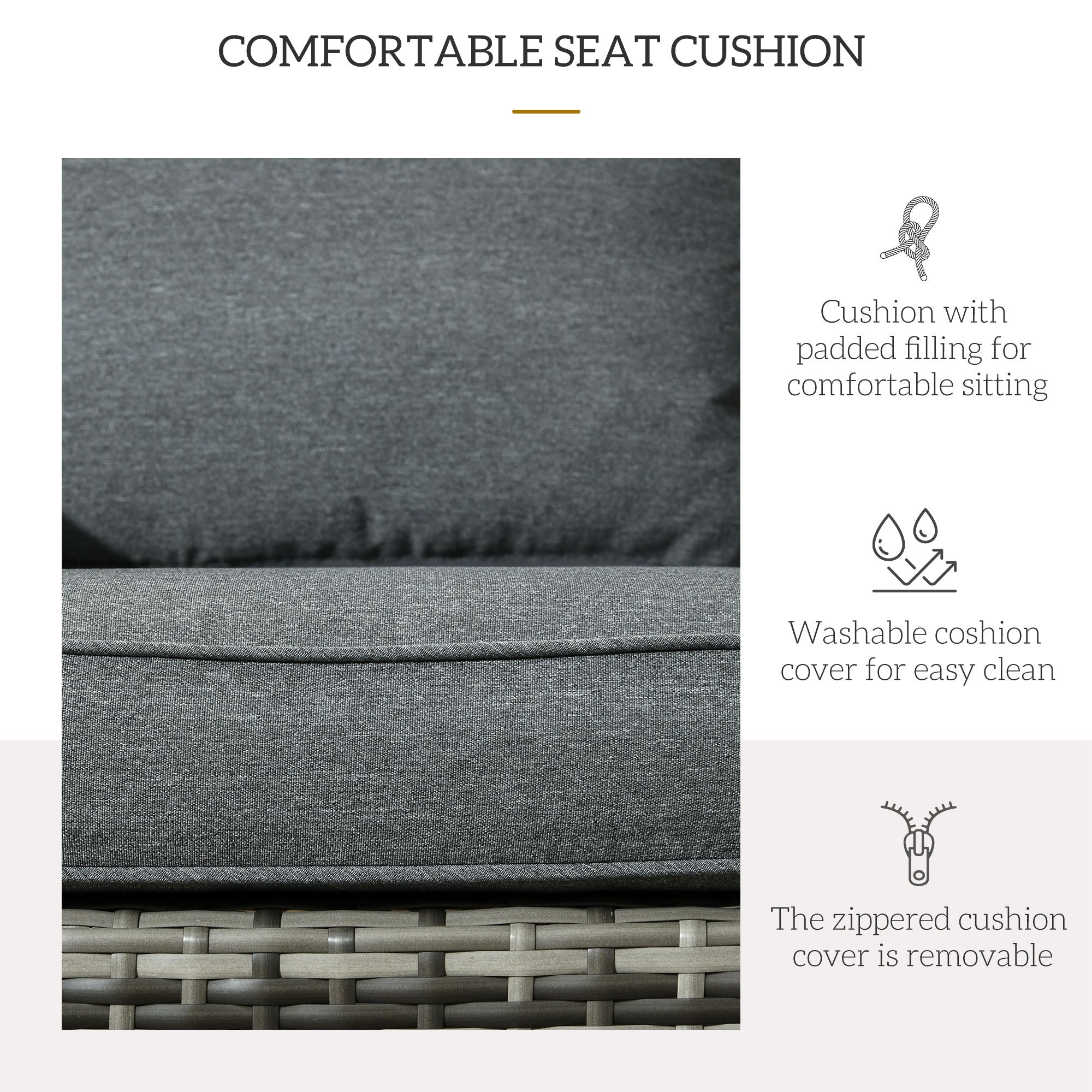 Patio Wicker Adirondack Chair, Outdoor PE Rattan Fire Pit Chair, Muskoka Chair w/ Soft Cushions, Tall Curved Backrest and Comfortable Armrests for Deck Garden, Grey