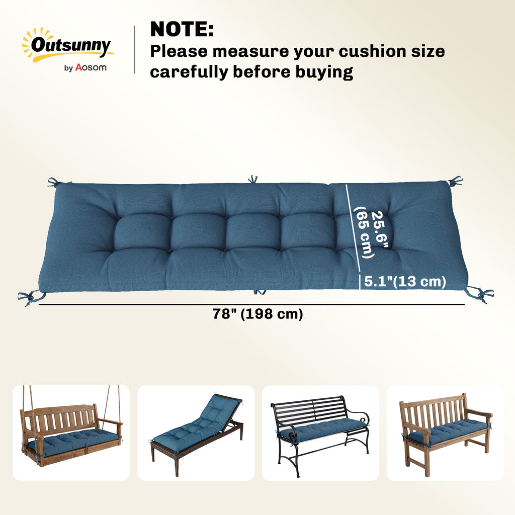 Patio Lounge Chair Cushion, UV50+ Chaise Lounge Chair Cushion with Securing Straps for Patio, 78 x 25.6 inch, Blue