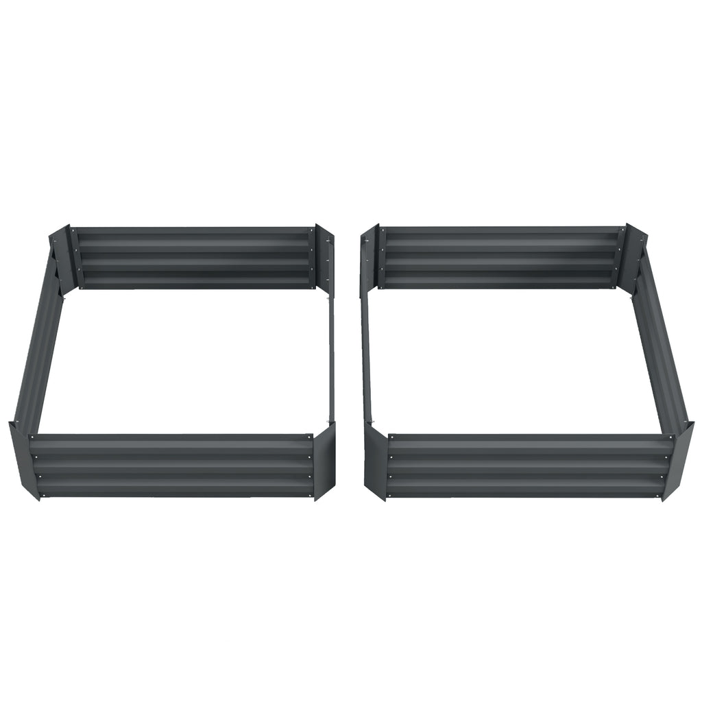 Set of 2 Raised Garden Bed, Steel Elevated Planter Box for Flowers, Herbs, Succulents, 39"x39"x12", Dark Grey