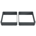 Set of 2 Raised Garden Bed, Steel Elevated Planter Box for Flowers, Herbs, Succulents, 39"x39"x12", Dark Grey