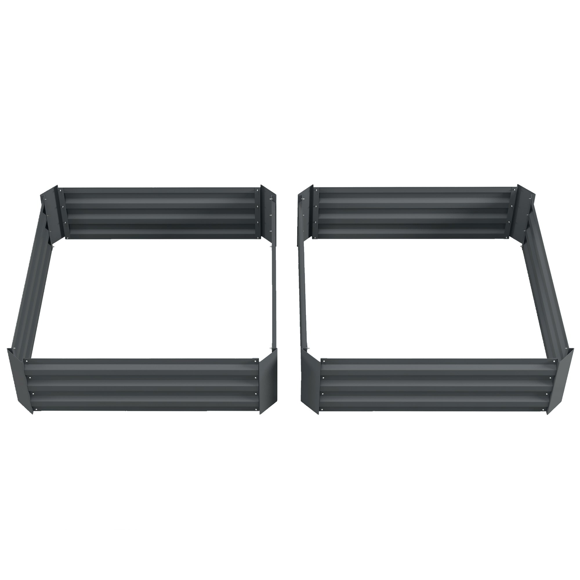 Set of 2 Raised Garden Bed, Steel Elevated Planter Box for Flowers, Herbs, Succulents, 39"x39"x12", Dark Grey