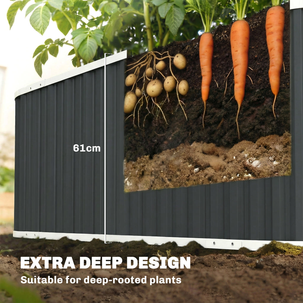 Galvanized Raised Garden Bed, Deep Root Planter Box, Outdoor Garden Bed with Plant Labels, 5' x 2' x 2', Dark Grey