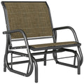 Patio Glider Outdoor Glider Chair with Breathable Mesh Seat & Backrest, Armrests and Metal Frame, Light Mixed Brown