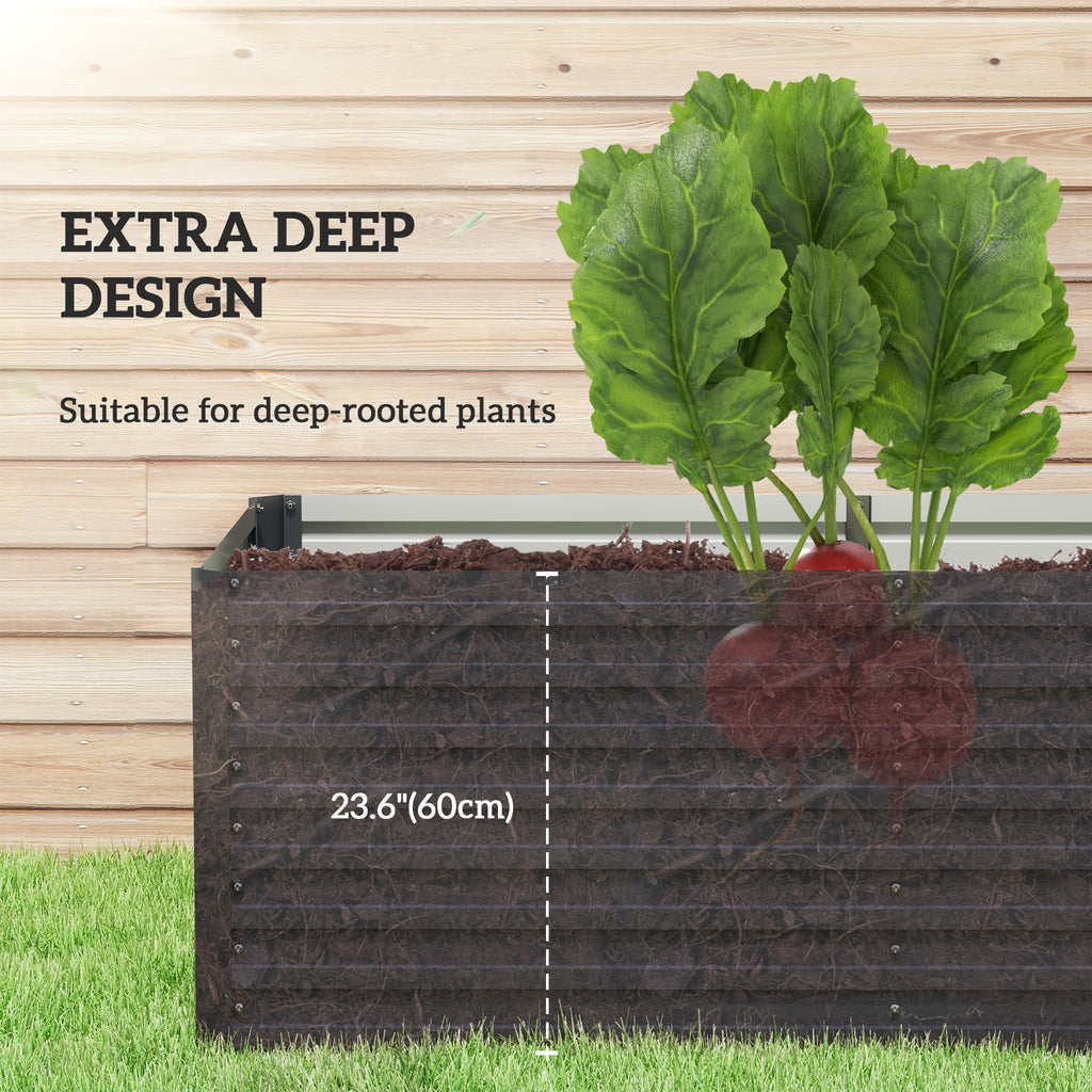 5' x 3' x 2' Raised Garden Bed, Galvanized Planter Box for Growing Flowers, Herbs and Vegetables, Dark Grey
