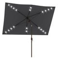 6.5x10ft Patio Umbrella Tilt Aluminum Outdoor Market Parasol with Solar Powered LEDs, Crank - Dark Grey