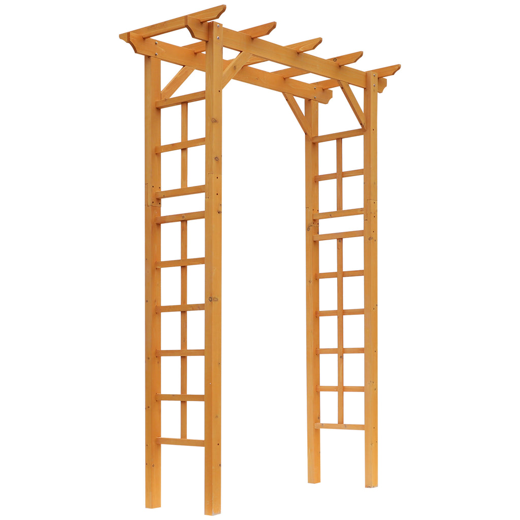 85" Wooden Outdoor Garden Arbour, Garden Arch Trellis for Climbing Vines  for Wedding and Ceremony - Orange