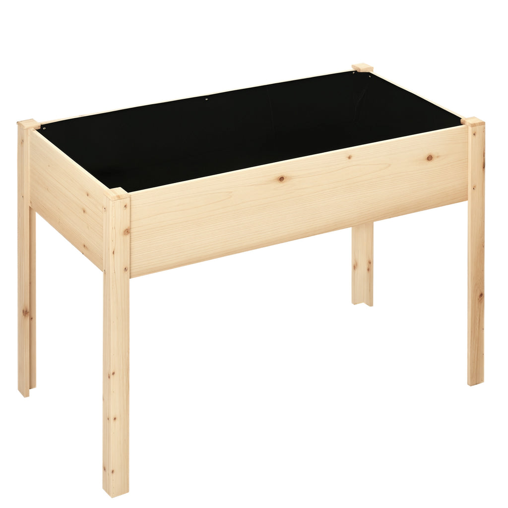 46'' x 24'' Raised Garden Bed, Wooden Elevated Planter Box with Non-Woven Liner for Vegetable, Flower, Herb in Patio, Backyard, Balcony
