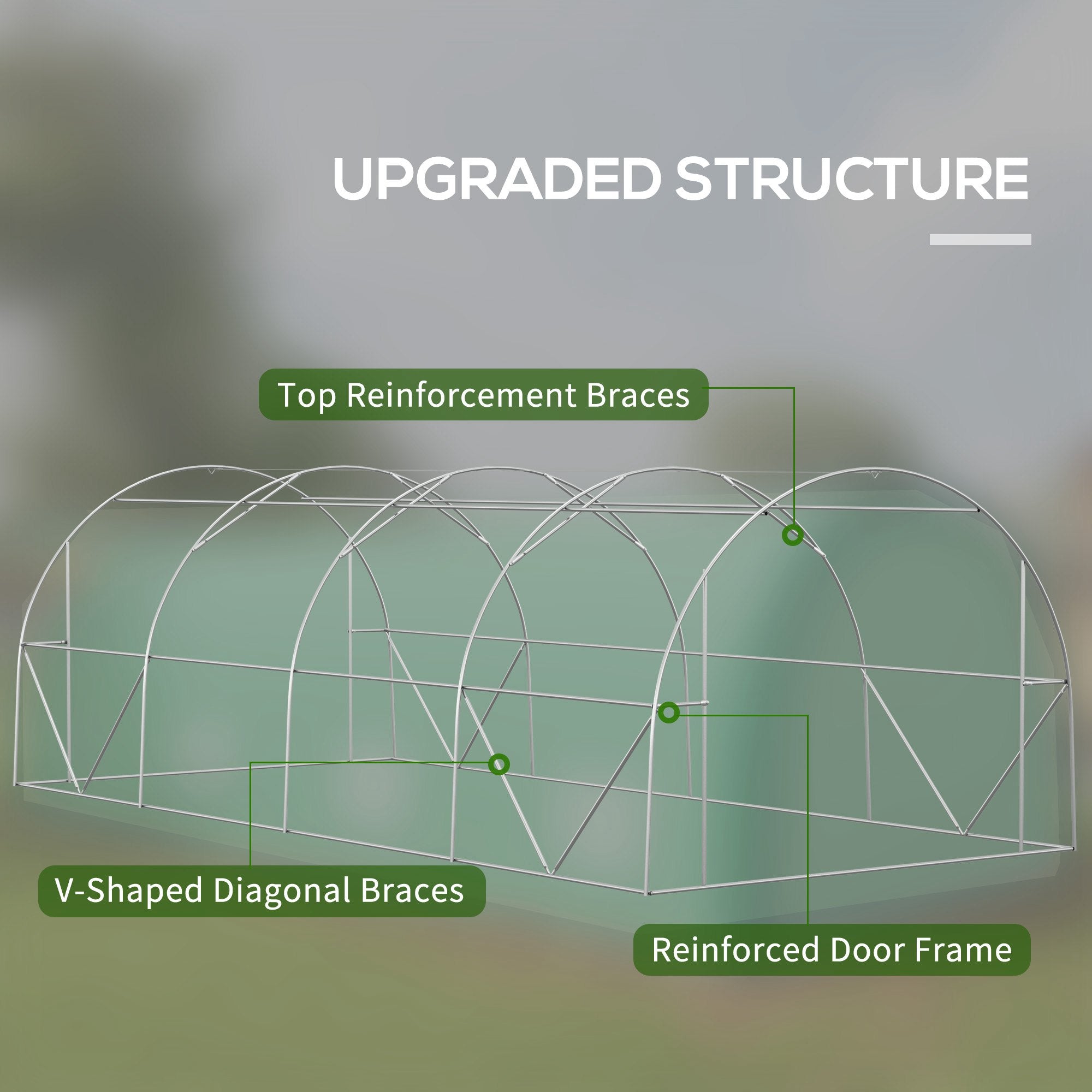 19.5' x 10' x 6.5' Upgraded Tunnel Greenhouse Green House with Mesh Door and Windows, 15 Plant Labels and Gloves, Green