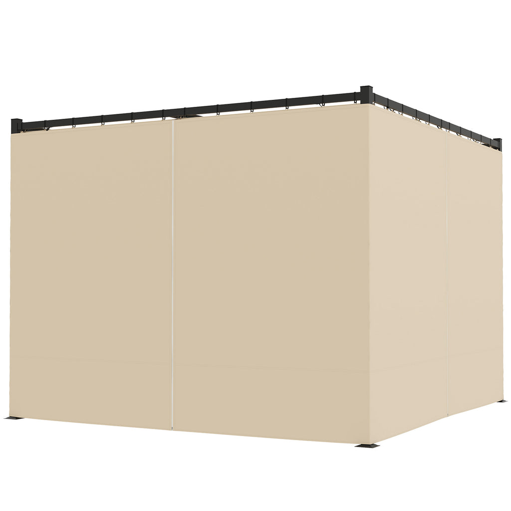 10' x 10' Retractable Pergola Canopy with Sidewalls, Metal Outdoor Gazebo Sun Shade Shelter, Beige