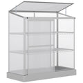 Aluminum Cold Frame Greenhouse, Raised Planter Bed Protection with Openable Top and 2 Shelves for Outdoor Indoor