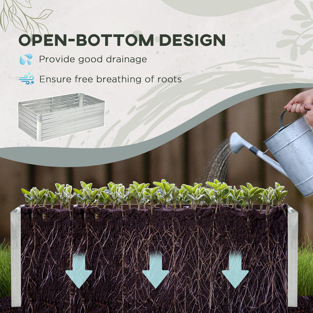 Galvanized Raised Garden Bed, Steel Outdoor Planters with Reinforced Rods, 71'' x 35'' x 23'', Silver