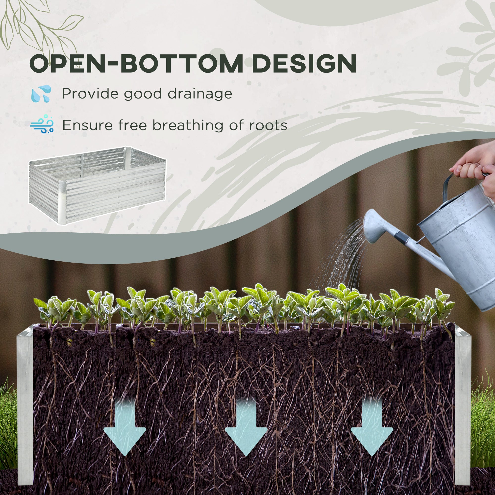 Galvanized Raised Garden Bed, Steel Outdoor Planters with Reinforced Rods, 71'' x 35'' x 23'', Silver