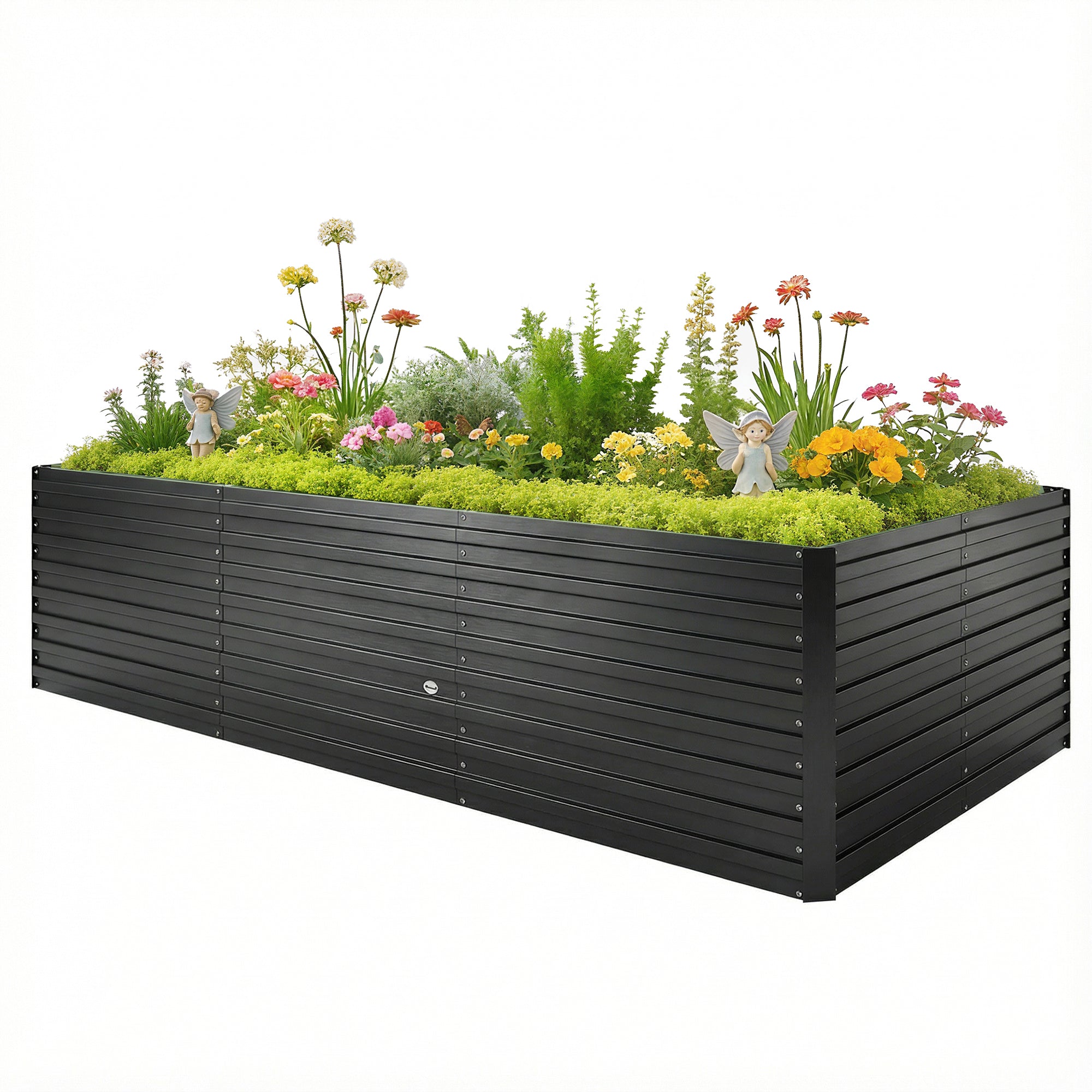 8' x 4' x 2' Raised Garden Bed, Galvanized Planter Box for Growing Flowers, Herbs and Vegetables, Black