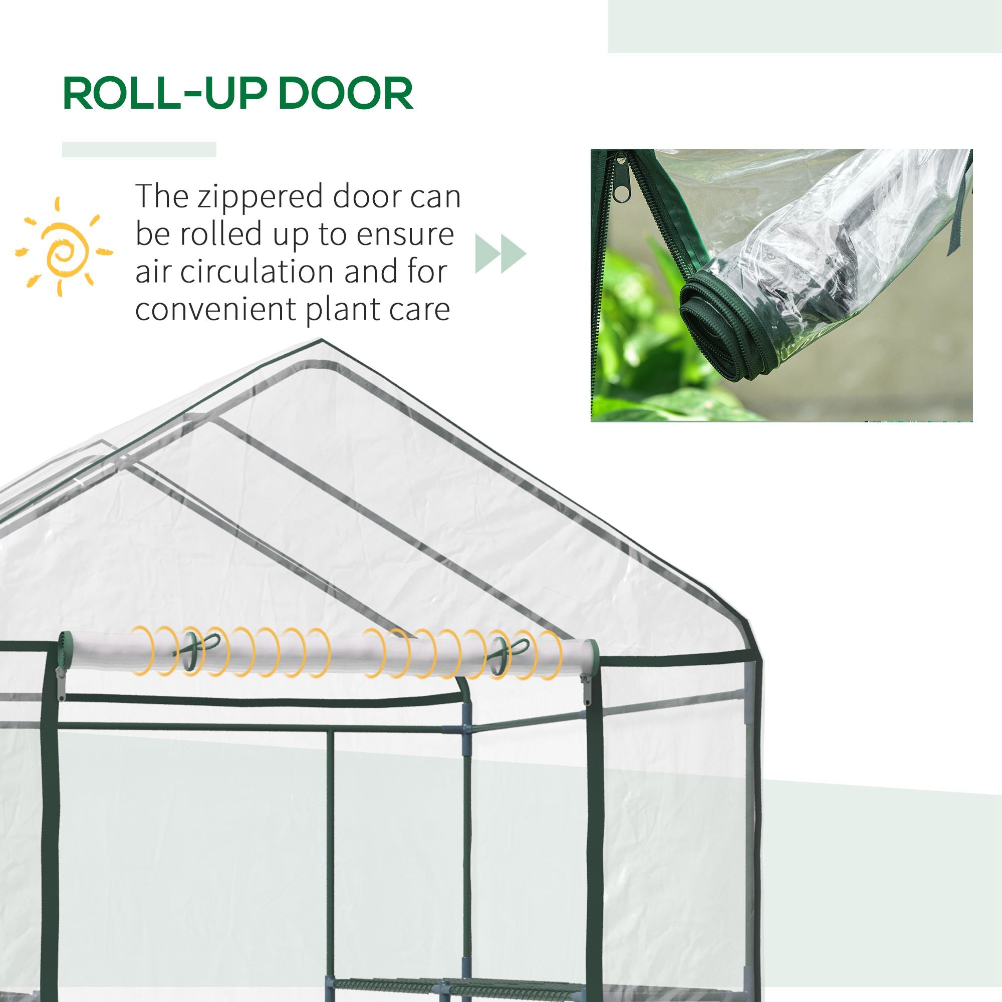 56" x 56" x 77" Walk-in Greenhouse, Portable Garden Flower Seed Warm House with 8 Shelves, Outdoor Plant Growth Hot House, PVC Cover, Transparent